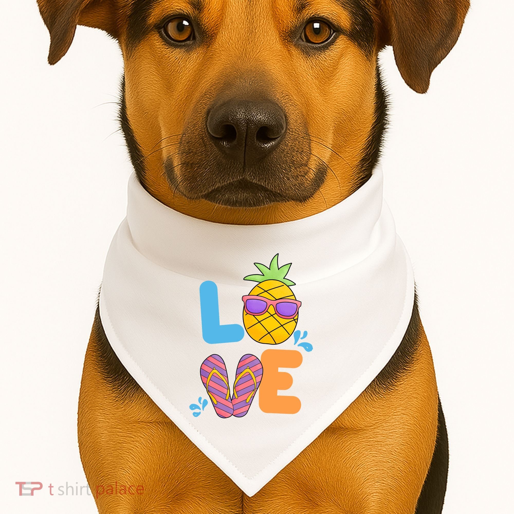 Love Summer Pineapple Cute USA-Made Doggie Bandana
