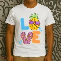 Love Summer Pineapple Cute T-Shirt thumb 3