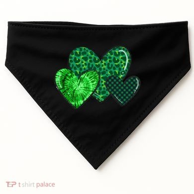 Love St Pattys Day Clover Leaf Hearts USA-Made Doggie Bandana