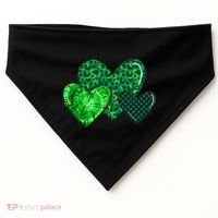 Love St Pattys Day Clover Leaf Hearts USA-Made Doggie Bandana thumb 0