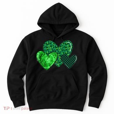 Love St Pattys Day Clover Leaf Hearts Hoodie