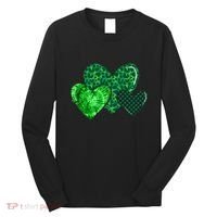 Love St Pattys Day Clover Leaf Hearts Long Sleeve Shirt thumb 0