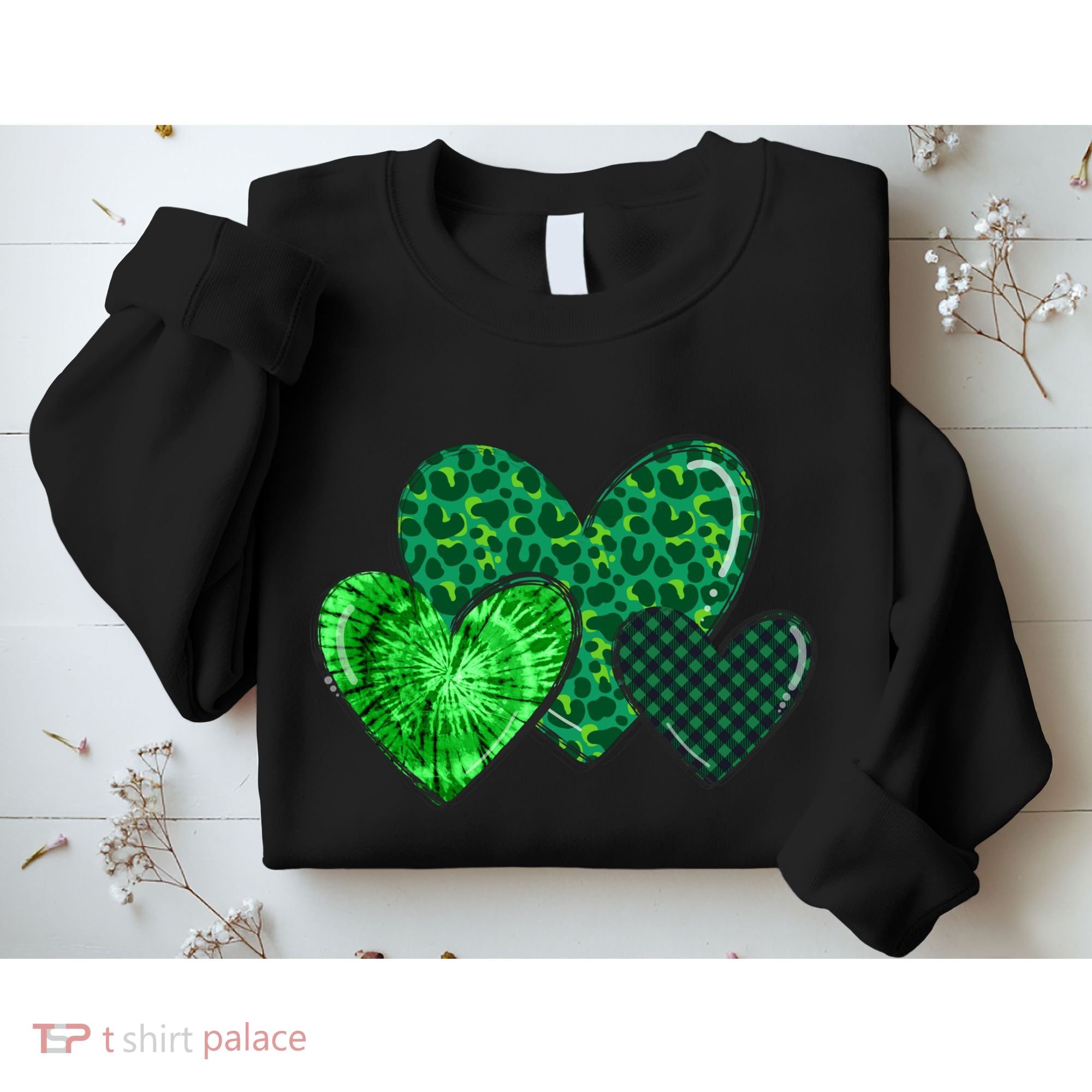 Love St Pattys Day Clover Leaf Hearts Sweatshirt
