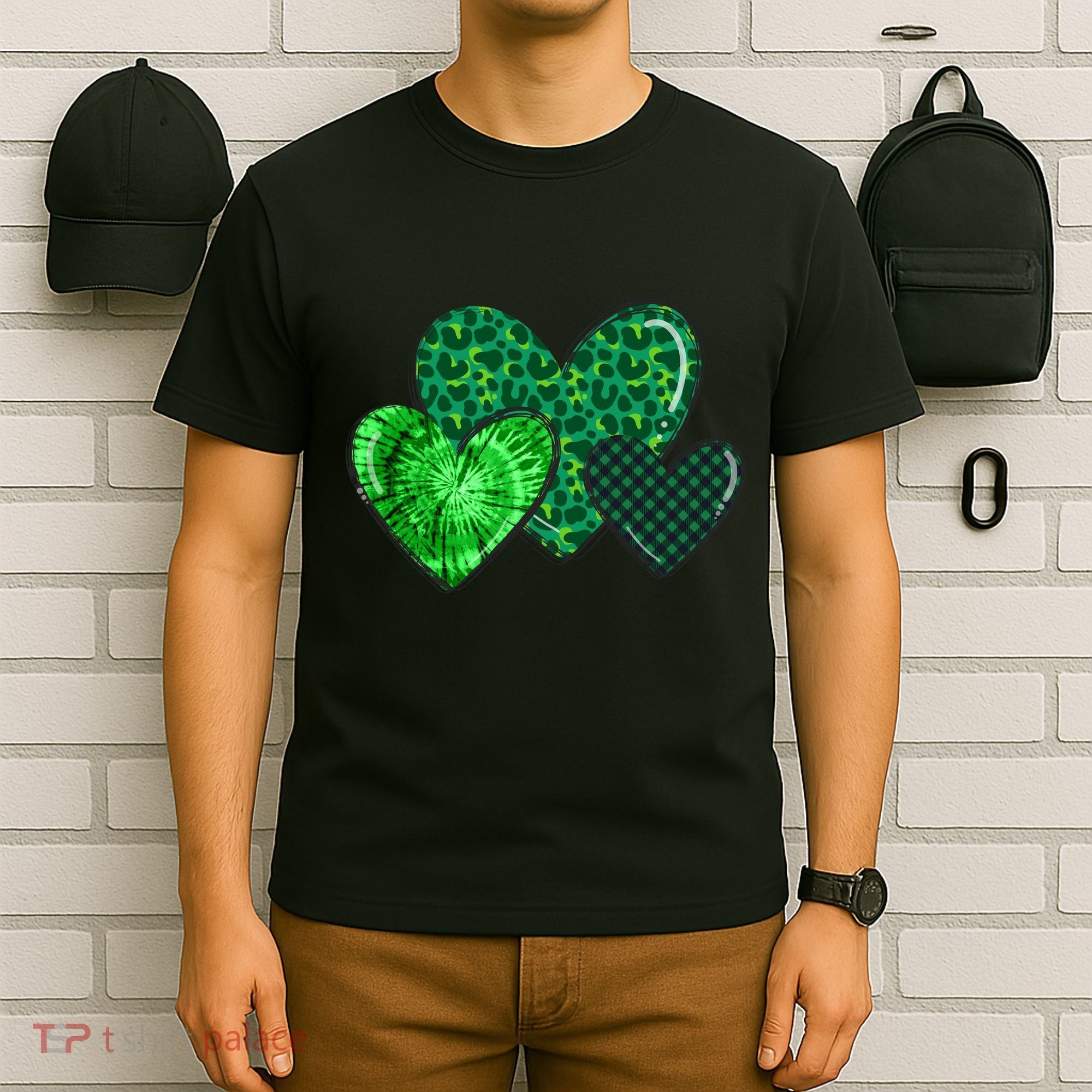 Love St Pattys Day Clover Leaf Hearts T-Shirt