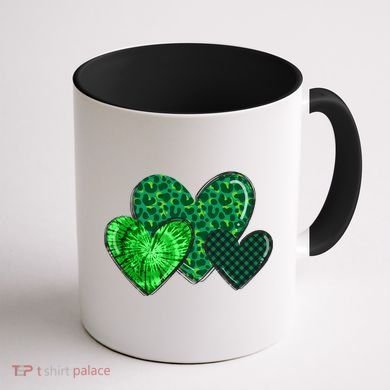 Love St Pattys Day Clover Leaf Hearts Coffee Mug back