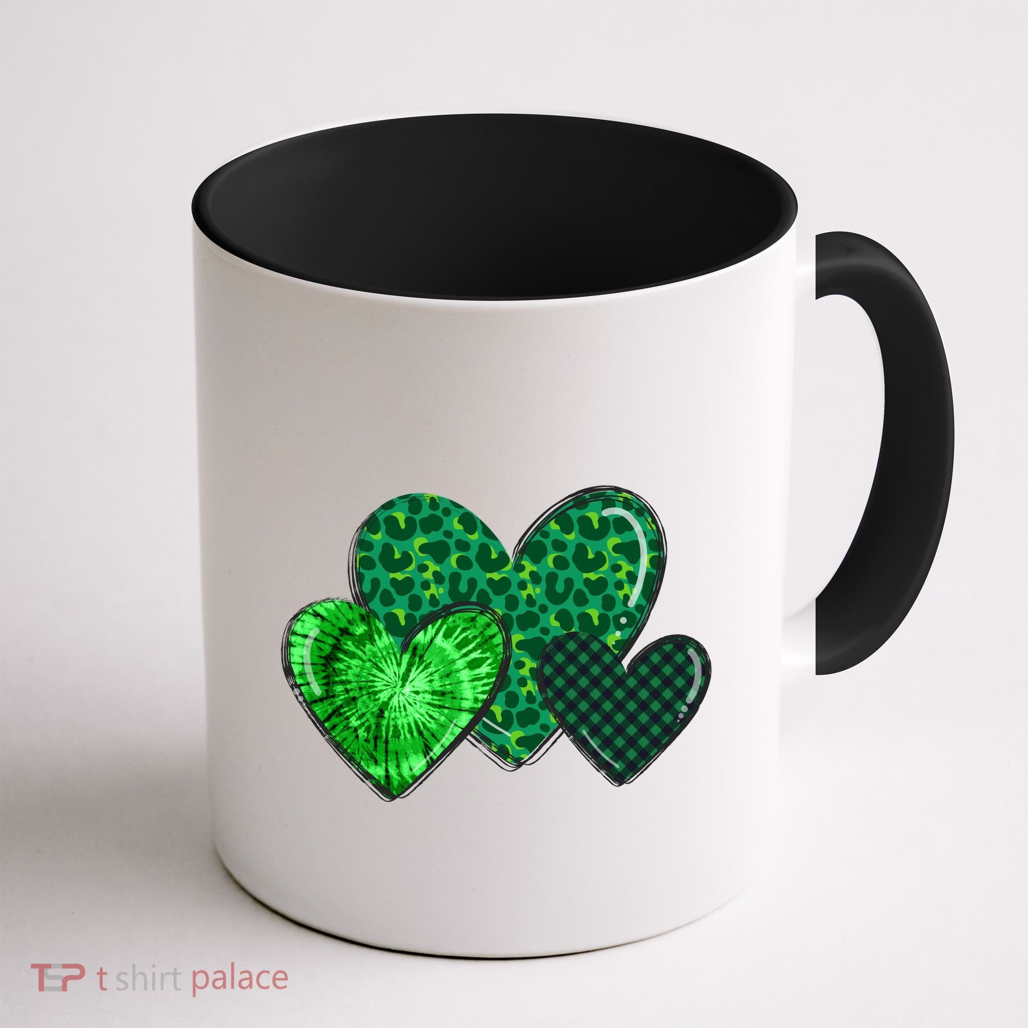 Love St Pattys Day Clover Leaf Hearts Coffee Mug