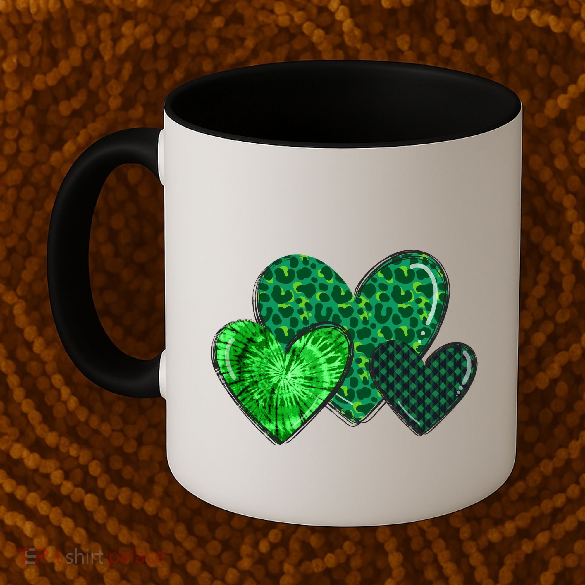 Love St Pattys Day Clover Leaf Hearts Coffee Mug