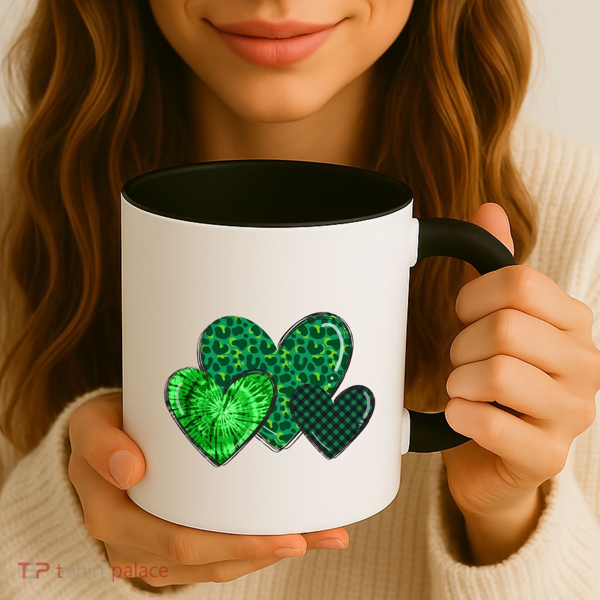 Love St Pattys Day Clover Leaf Hearts Coffee Mug