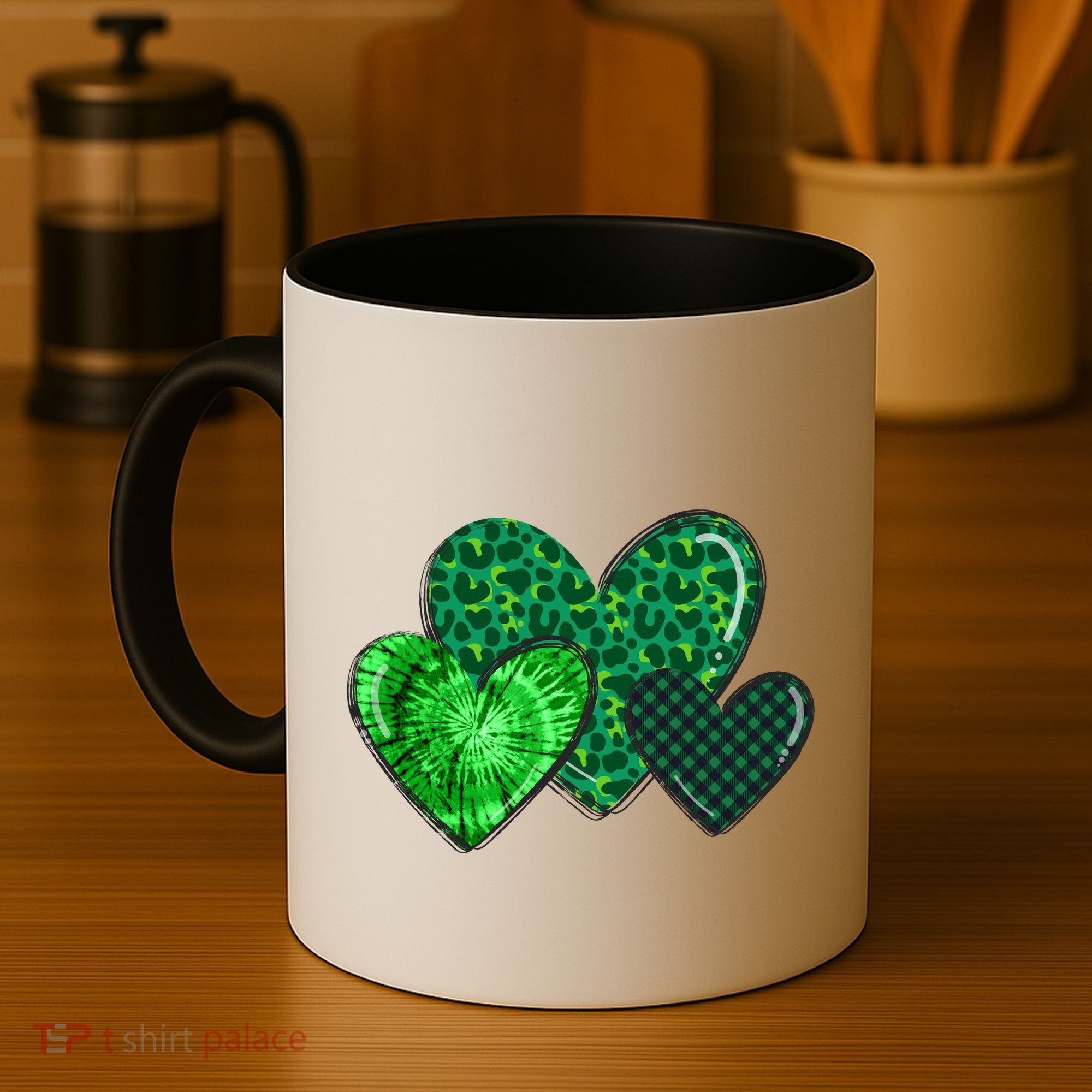 Love St Pattys Day Clover Leaf Hearts Coffee Mug
