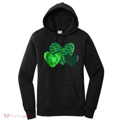 Love St Pattys Day Clover Leaf Hearts Women's Hoodie