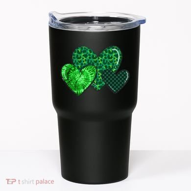 Love St Pattys Day Clover Leaf Hearts Tumbler