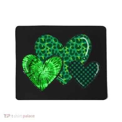 Love St Pattys Day Clover Leaf Hearts Mousepad