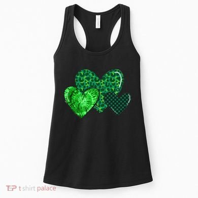 Love St Pattys Day Clover Leaf Hearts Women's Tank Top