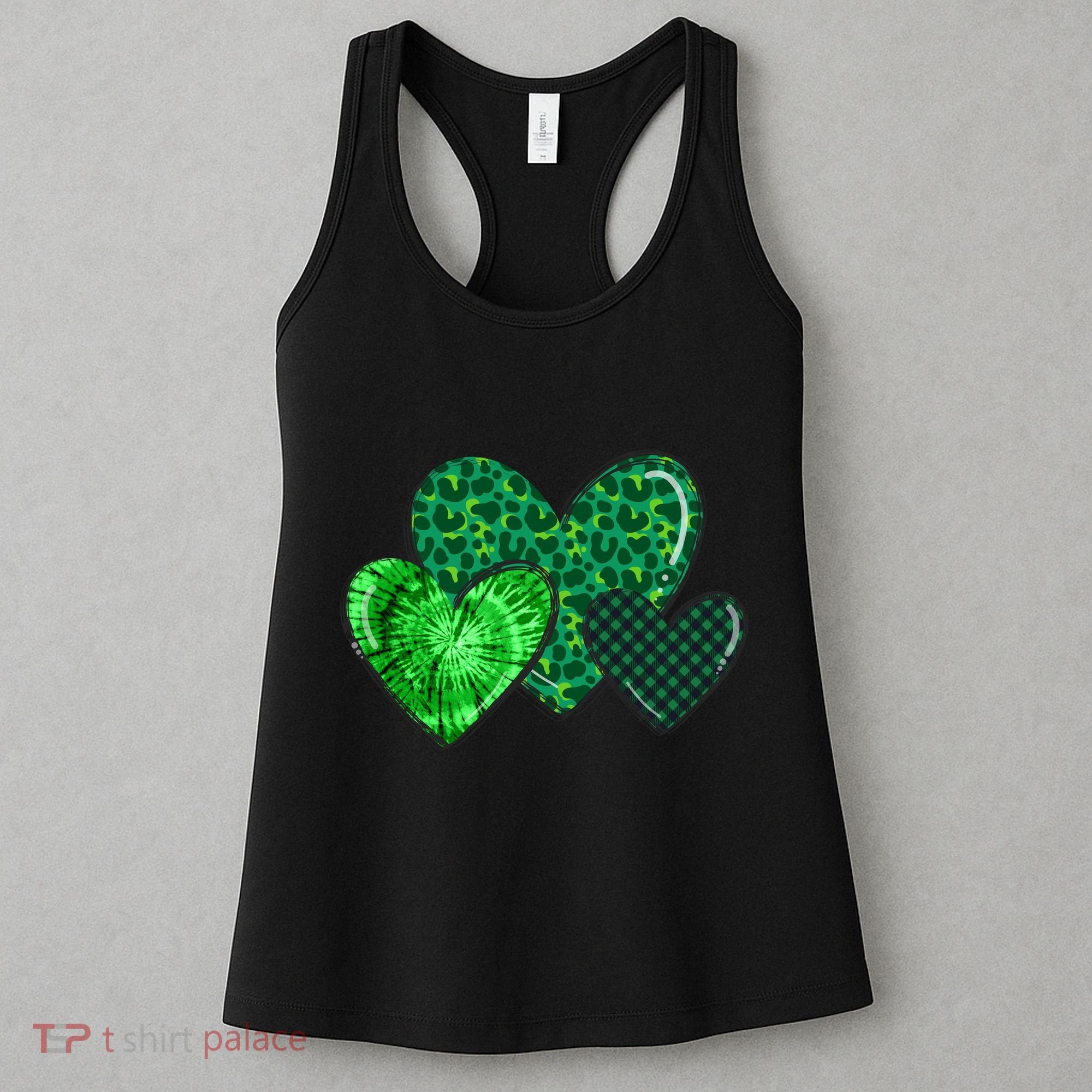Love St Pattys Day Clover Leaf Hearts Women's Tank Top