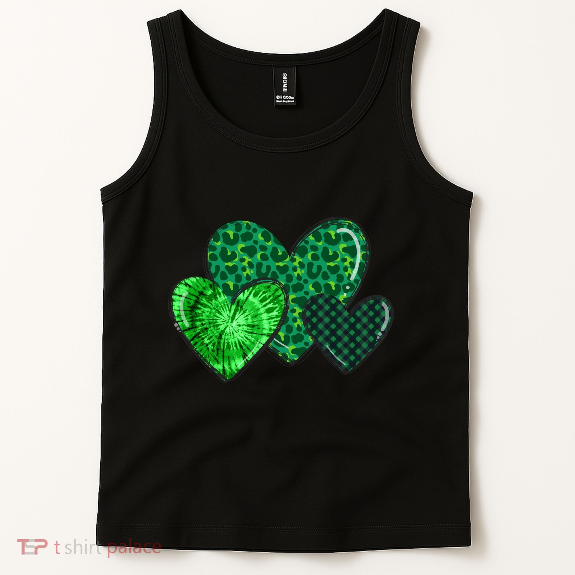 Love St Pattys Day Clover Leaf Hearts Tank Top
