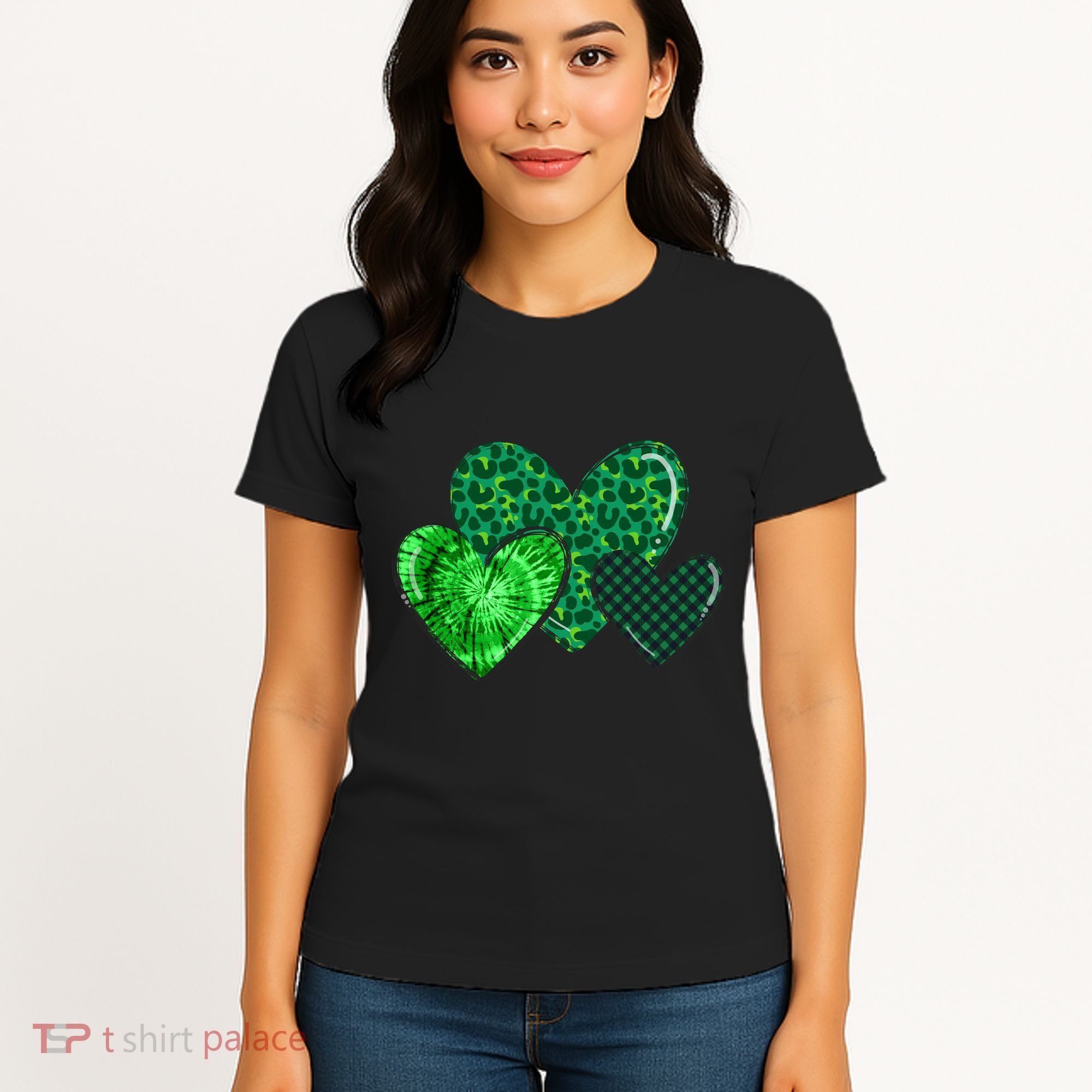 Love St Pattys Day Clover Leaf Hearts Women's T-Shirt