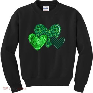 Love St Pattys Day Clover Leaf Hearts Kids Sweatshirt
