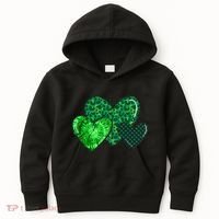Love St Pattys Day Clover Leaf Hearts Kids Hoodie thumb 0