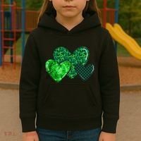 Love St Pattys Day Clover Leaf Hearts Kids Hoodie thumb 3