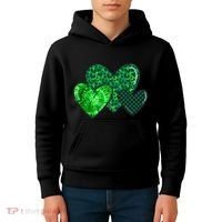 Love St Pattys Day Clover Leaf Hearts Kids Hoodie thumb 4
