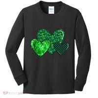 Love St Pattys Day Clover Leaf Hearts Kids Long Sleeve Shirt thumb 0