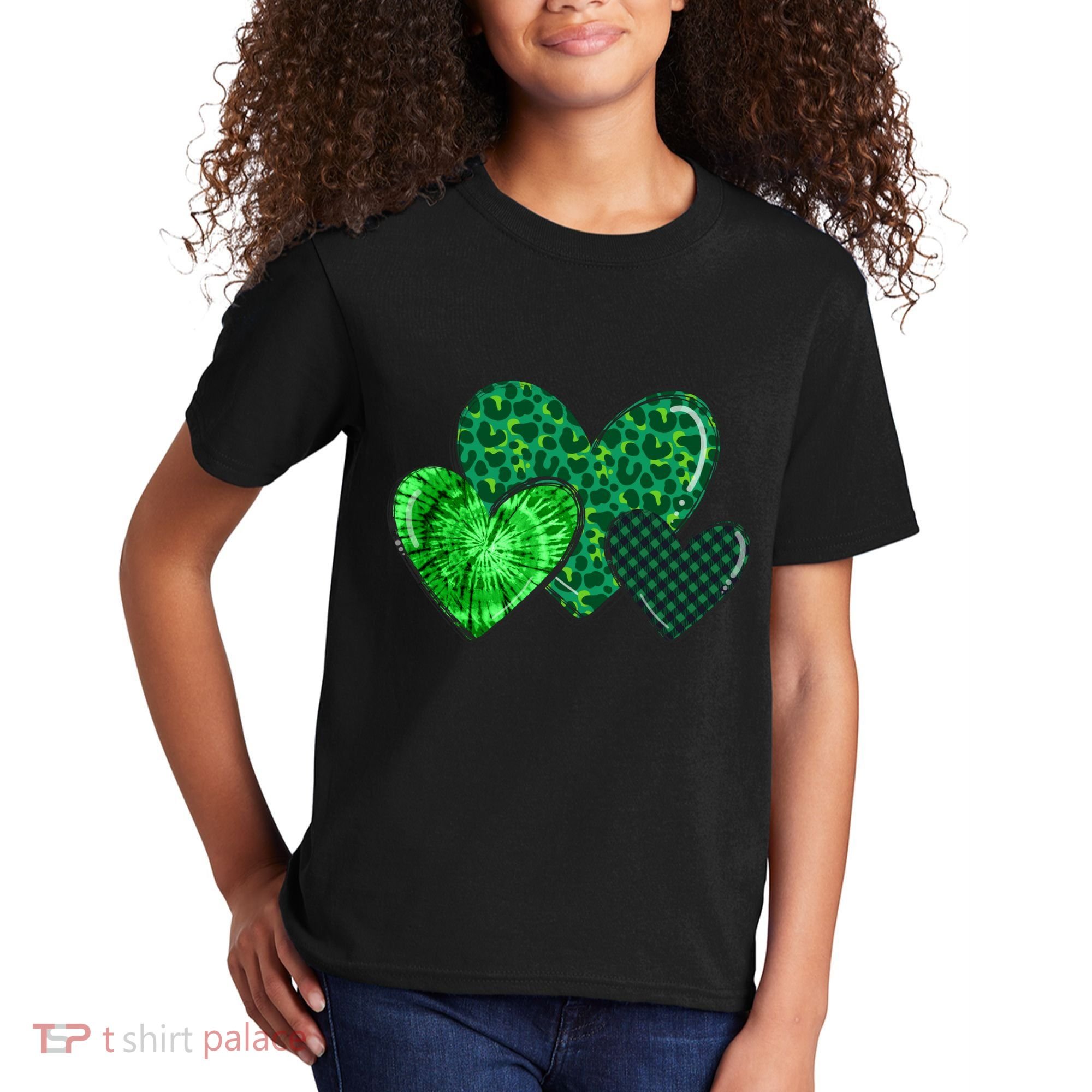 Love St Pattys Day Clover Leaf Hearts Kids T-Shirt