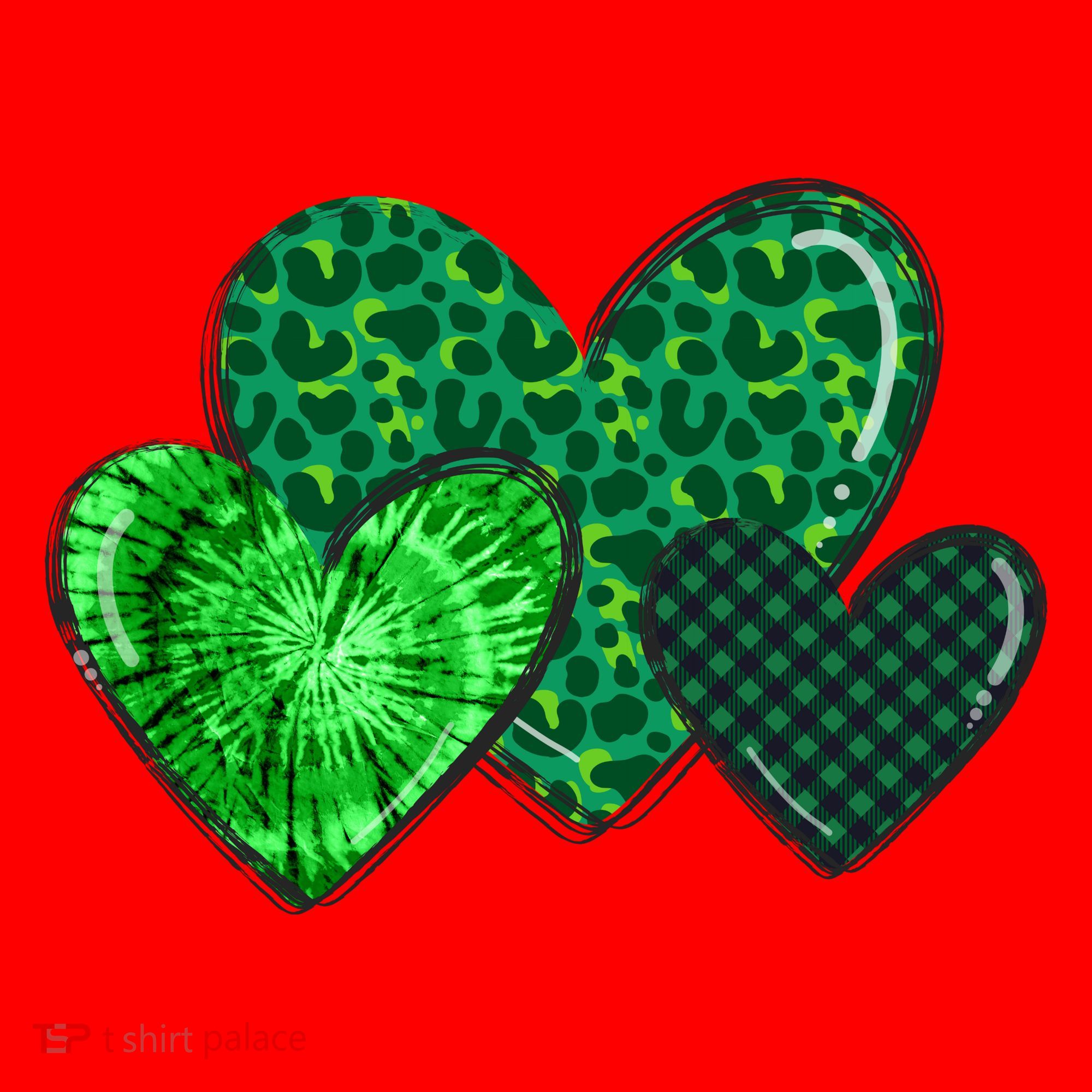 Love St Pattys Day Clover Leaf Hearts Santa Hat