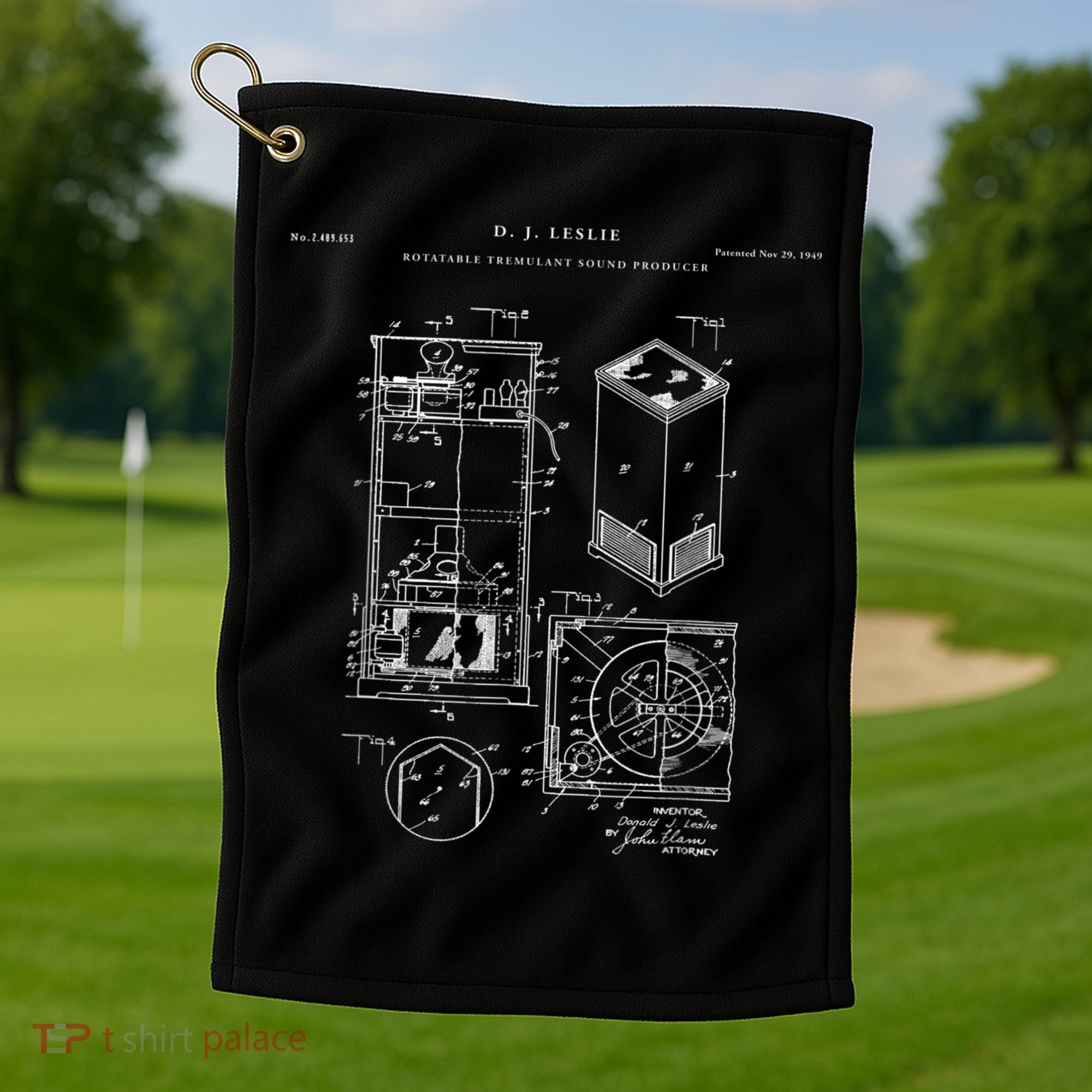 Leslie Speaker Patent Music Golf Towel