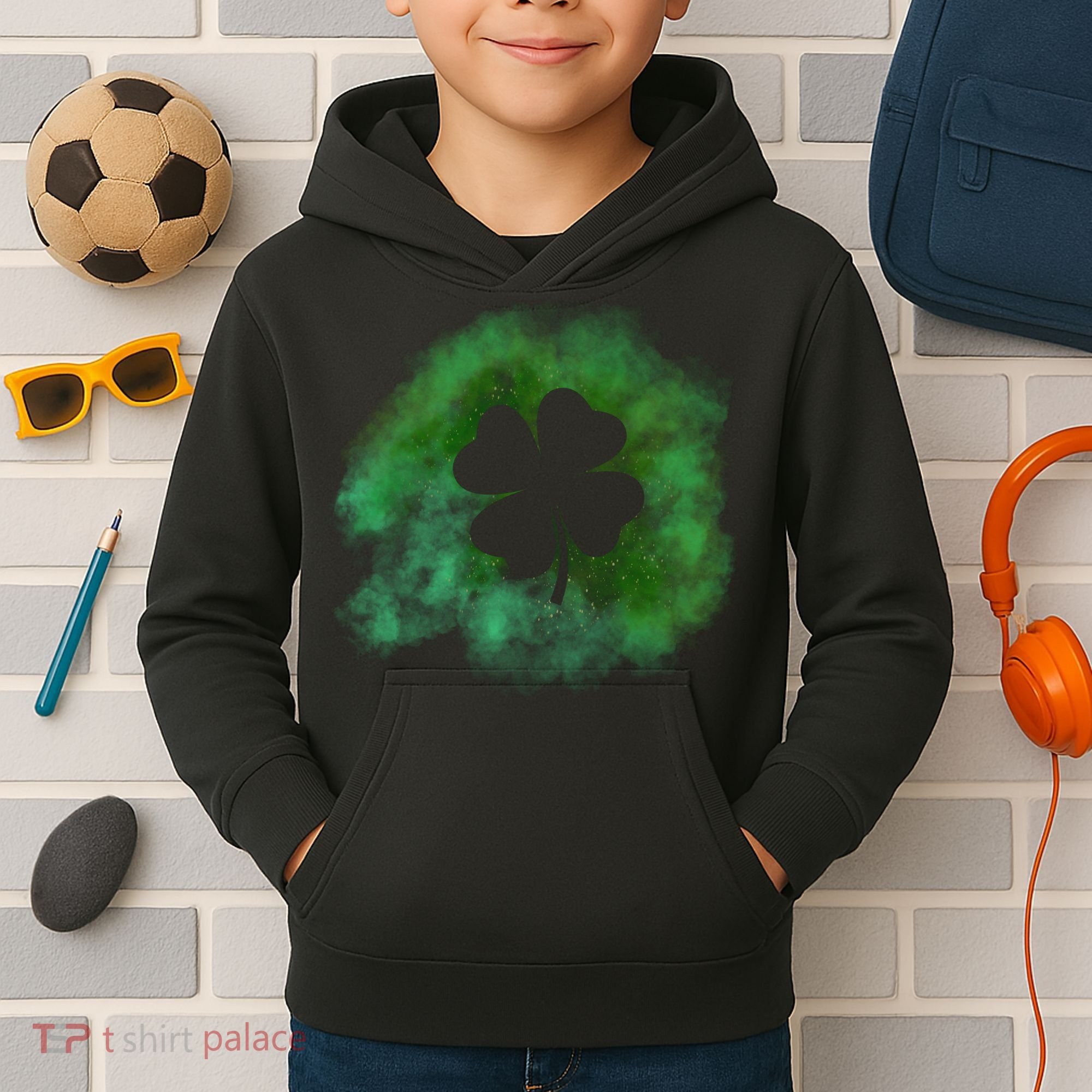 Lucky St Patrick's Day Clover Holiday Kids Hoodie