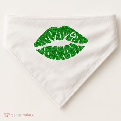 Lucky St Patrick's Day Lips Kiss USA-Made Doggie Bandana
