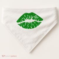 Lucky St Patrick's Day Lips Kiss USA-Made Doggie Bandana thumb 0