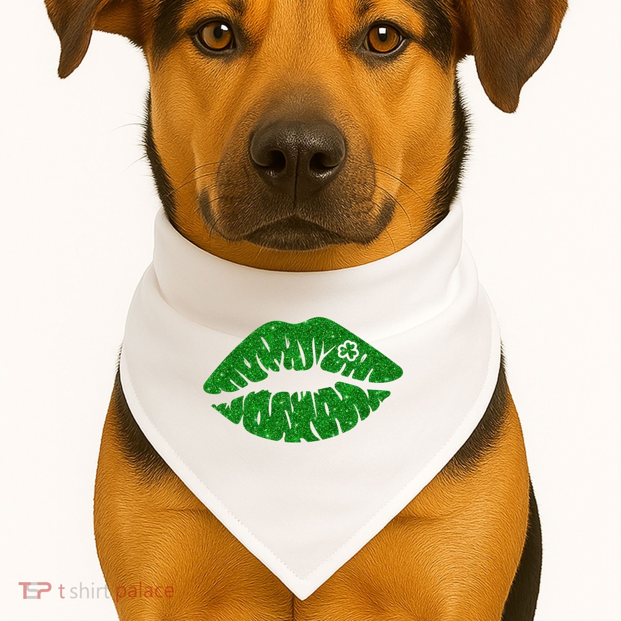 Lucky St Patrick's Day Lips Kiss USA-Made Doggie Bandana