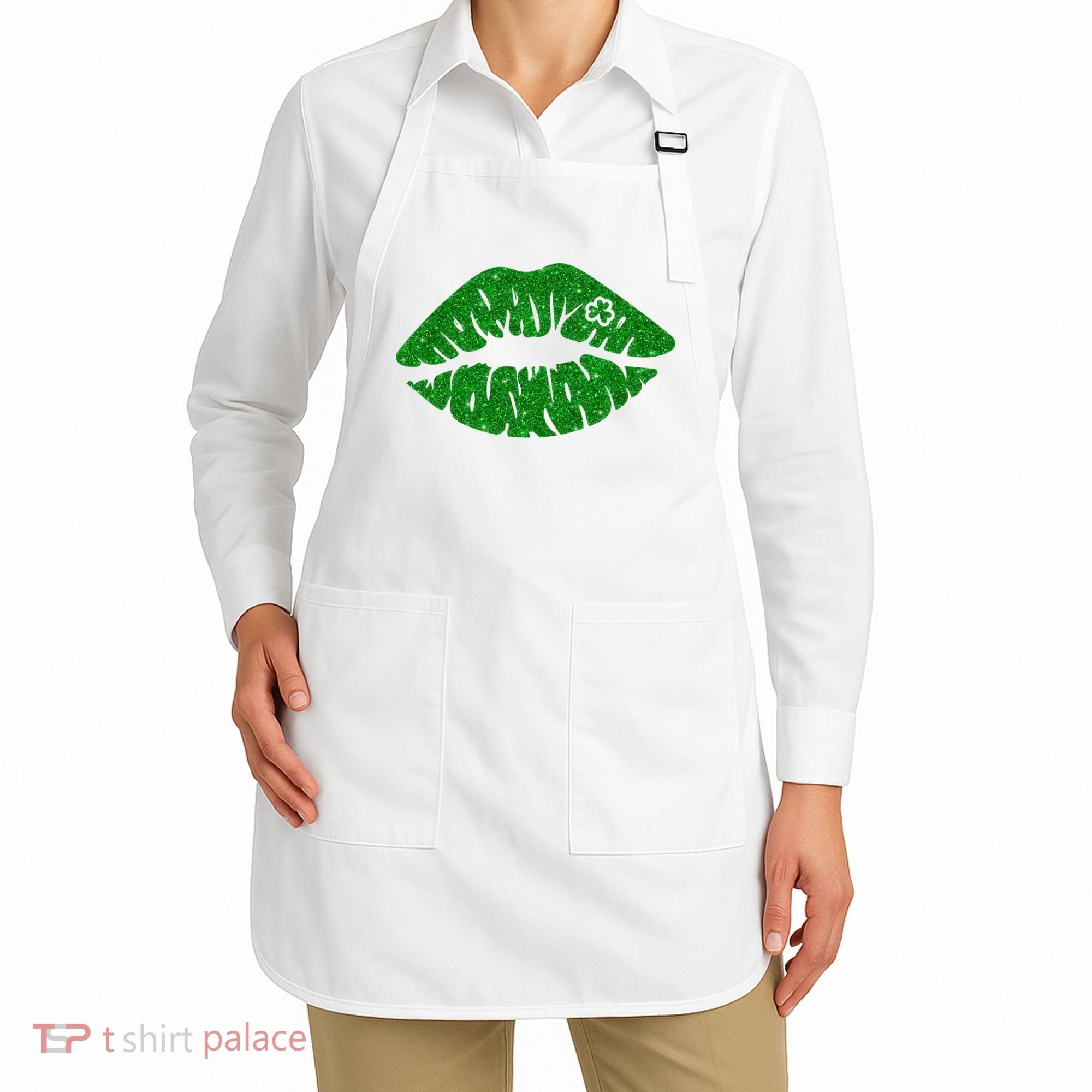 Lucky St Patrick's Day Lips Kiss Apron