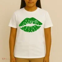 Lucky St Patrick's Day Lips Kiss T-Shirt thumb 4