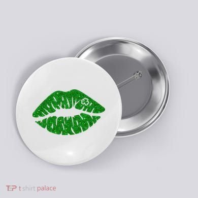 Lucky St Patrick's Day Lips Kiss Button