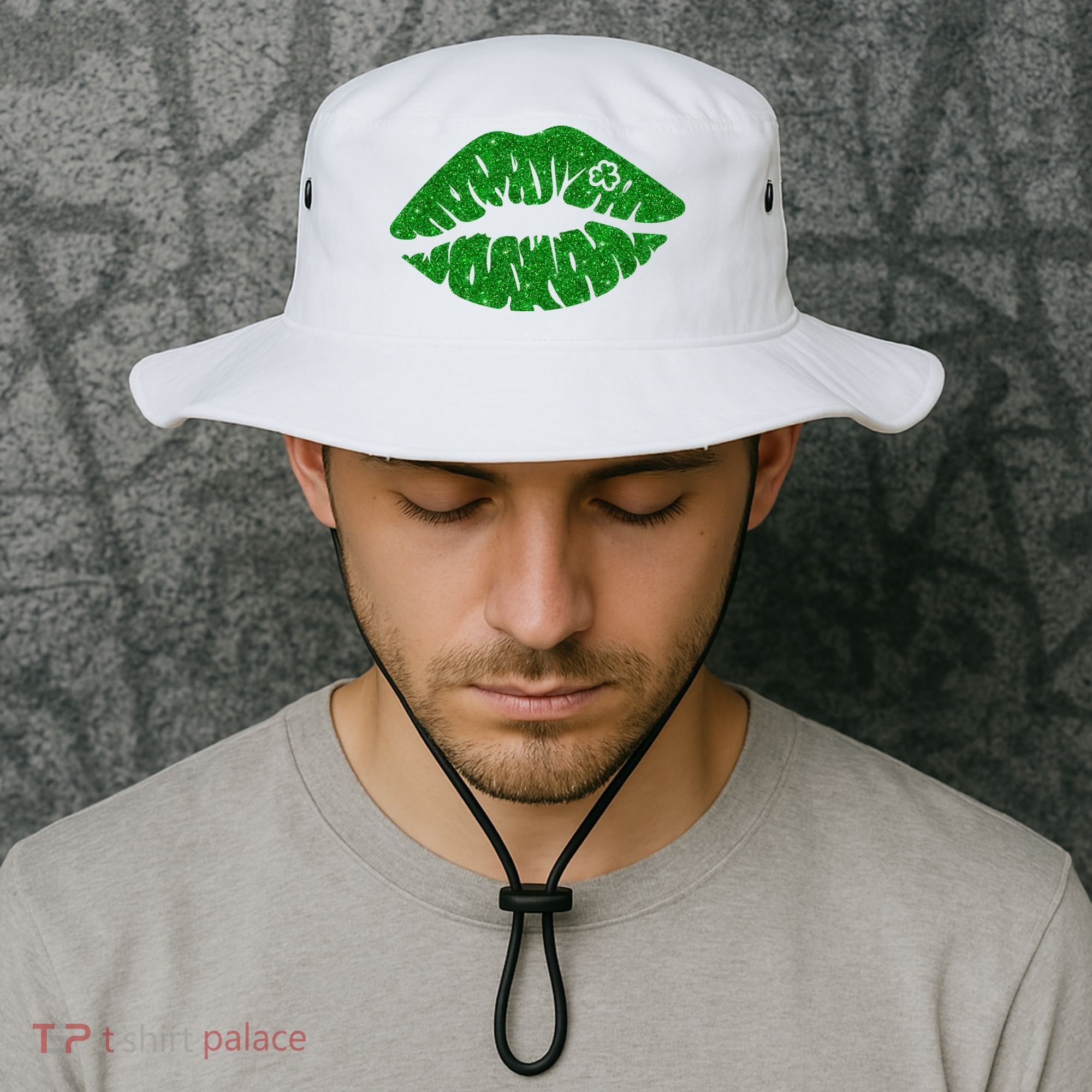 Lucky St Patrick's Day Lips Kiss Bucket Hat