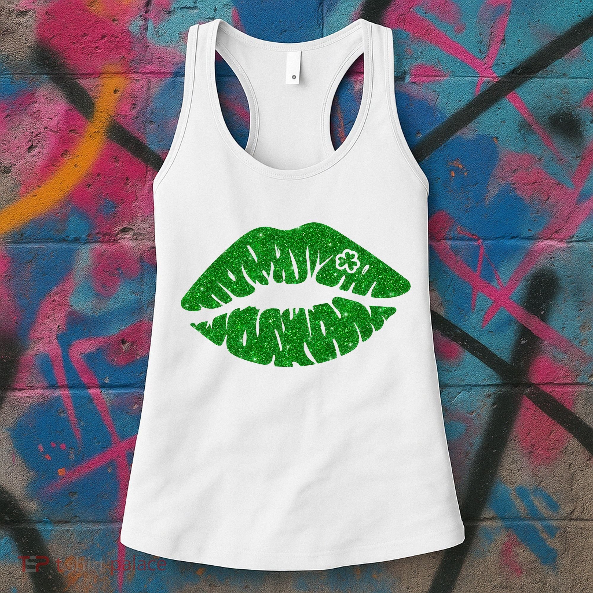 Lucky St Patrick's Day Lips Kiss Women's Tank Top