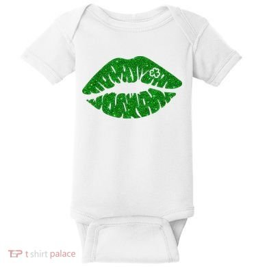 Lucky St Patrick's Day Lips Kiss Baby Bodysuit
