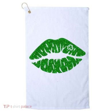 Lucky St Patrick's Day Lips Kiss Golf Towel