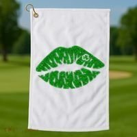 Lucky St Patrick's Day Lips Kiss Golf Towel thumb 1