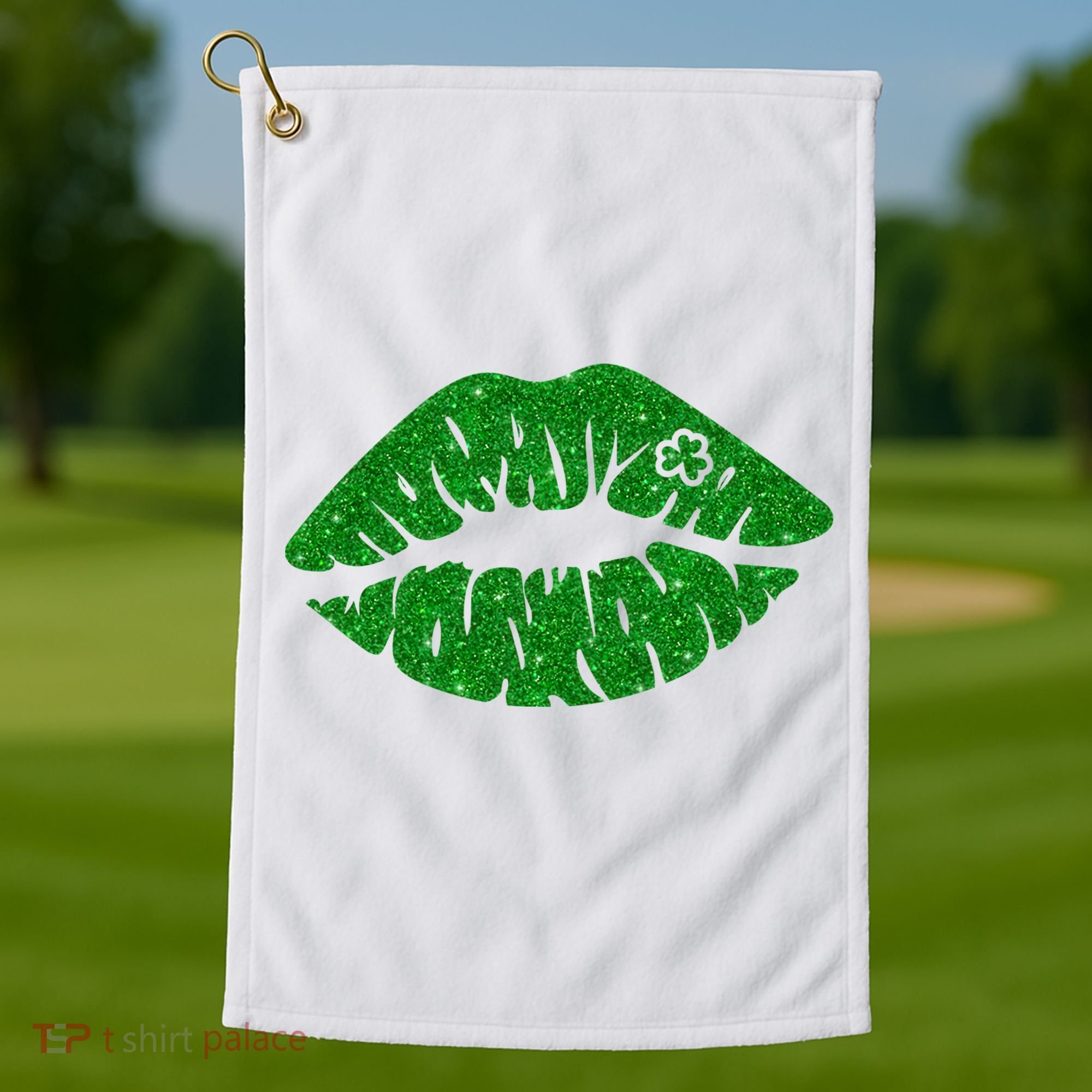 Lucky St Patrick's Day Lips Kiss Golf Towel