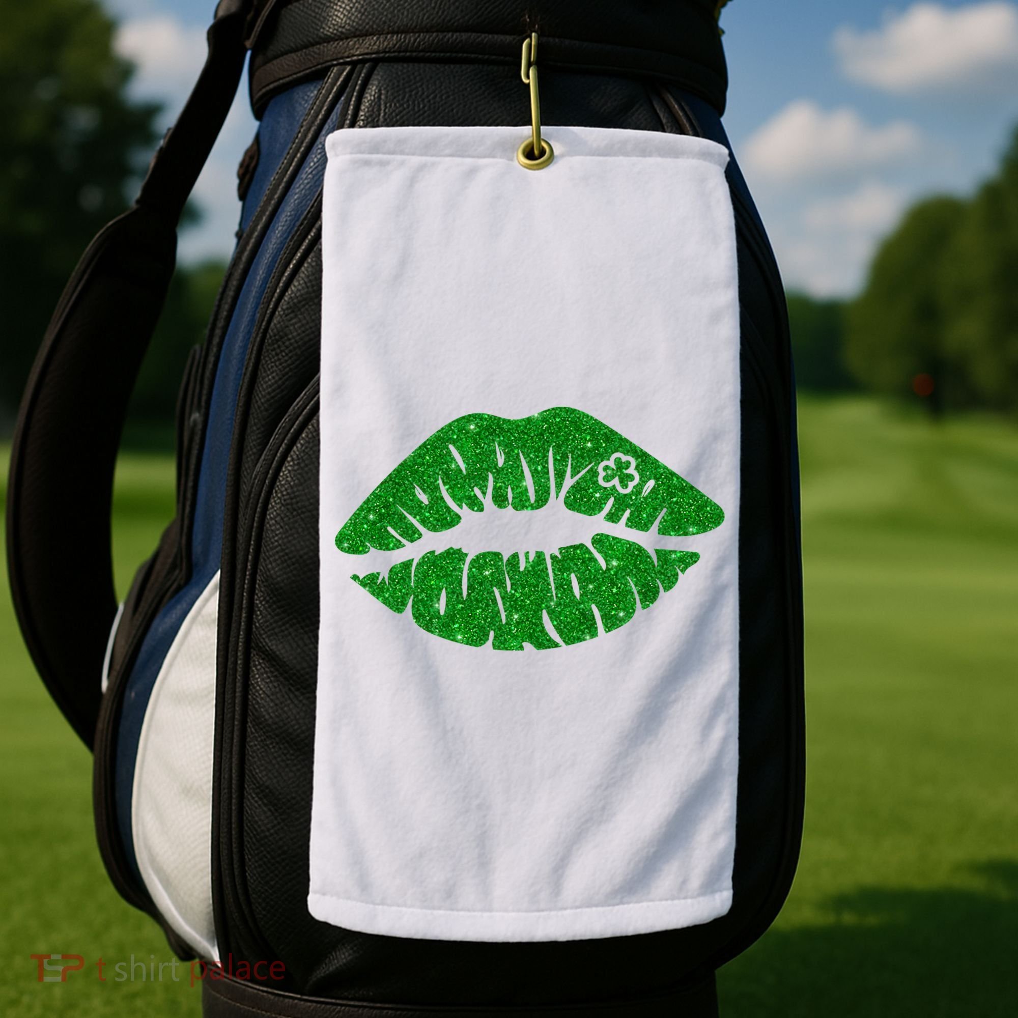 Lucky St Patrick's Day Lips Kiss Golf Towel