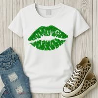 Lucky St Patrick's Day Lips Kiss Women's T-Shirt thumb 3