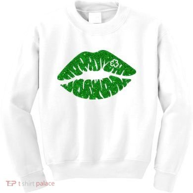 Lucky St Patrick's Day Lips Kiss Kids Sweatshirt