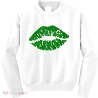 Lucky St Patrick's Day Lips Kiss Kids Sweatshirt thumb 0