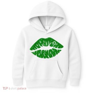 Lucky St Patrick's Day Lips Kiss Kids Hoodie