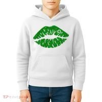 Lucky St Patrick's Day Lips Kiss Kids Hoodie thumb 4