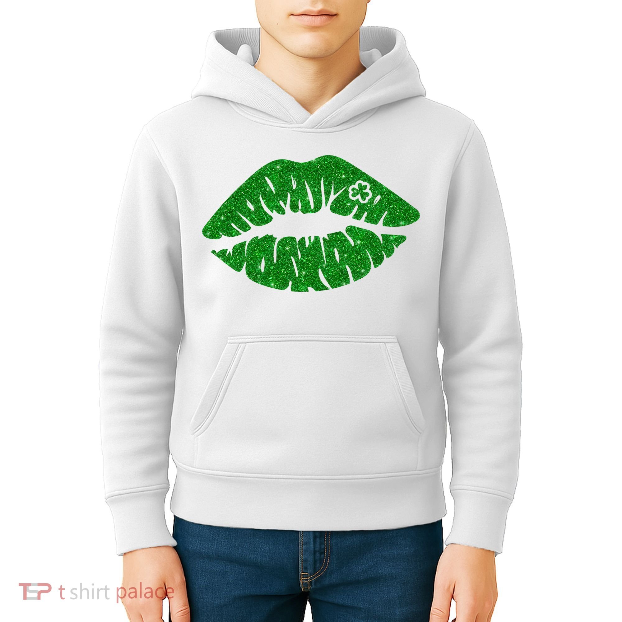 Lucky St Patrick's Day Lips Kiss Kids Hoodie