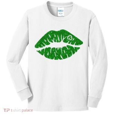 Lucky St Patrick's Day Lips Kiss Kids Long Sleeve Shirt