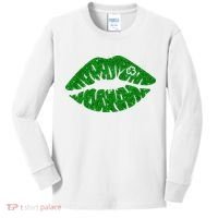 Lucky St Patrick's Day Lips Kiss Kids Long Sleeve Shirt thumb 0